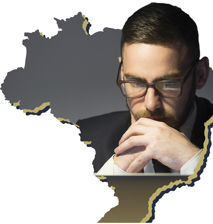 Mapa do Brasil com consultor tributário